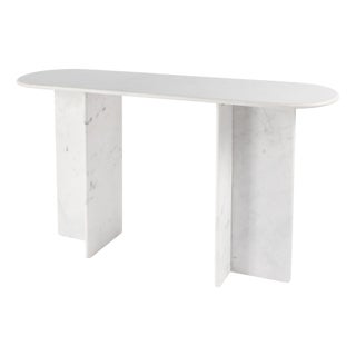 Vienna 54 in. W Rectangular 100% Marble Console/Sofa Table, White For Sale