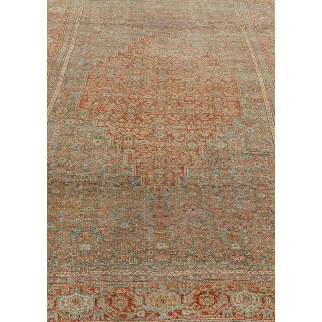 Early 20th Century Antique Persian Bidjar Rug in Herati Design With Medallion in Soft Muted Colors For Sale - Image 5 of 15
