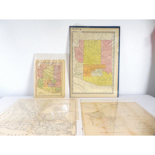 Antique 19th Century Map Lot of 4 ~ Arizona, Louisiana, New York ~ Pre-Statehood For Sale - Image 14 of 14