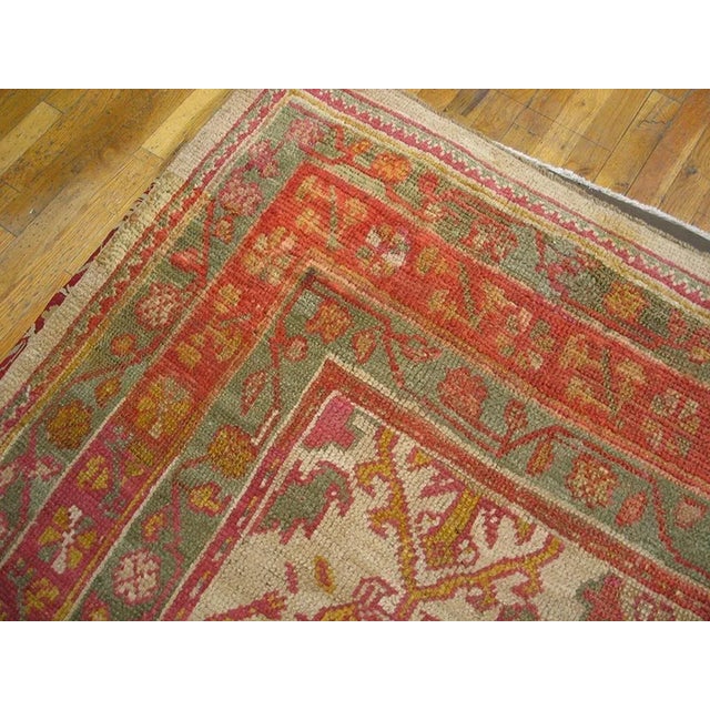 Art Deco 1900s Ivory Tribal Large Scale Antique Oushak Decorative Rug 6' 10"x 11' 6" Knotted Wool Carpet For Sale - Image 3 of 9