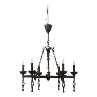 20th Century French Gothic Revival Wrought Iron Chandelier For Sale