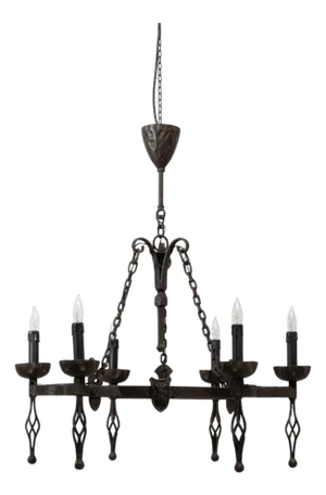 20th Century French Gothic Revival Wrought Iron Chandelier