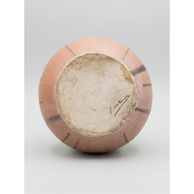 Pink and Black Flame Glazed Stoneware Vase with Double Handle by G. Méténier, 1920s For Sale - Image 6 of 9
