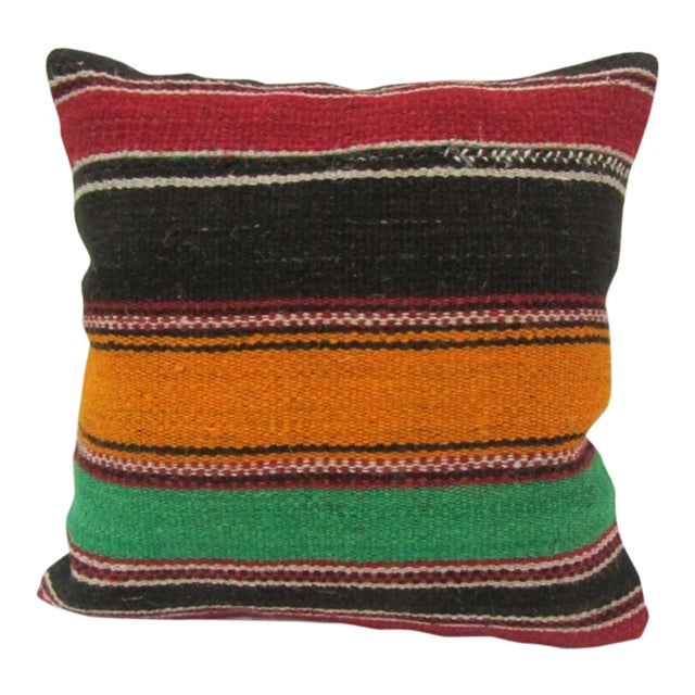 Handwoven Colorful Turkish Kilim Pillow Cover For Sale