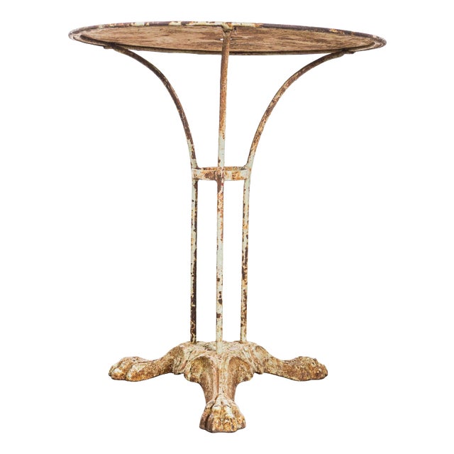 Small French Metal Tripod Base Outdoor Gueridon Table, 1950s For Sale