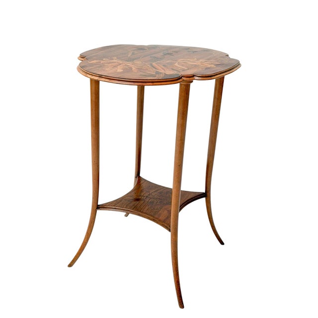 Art Nouveau Walnut Marquetry Side Table by Émile Gallé, France, 1900s For Sale - Image 4 of 10