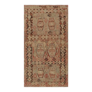 Vintage Esme Beige Blue and Red Wool Kilim Rug by Rug & Kilim For Sale