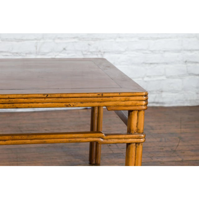 Early 20th Century Chinese Light Brown Low Side Table with Humpback Stretchers For Sale - Image 9 of 13
