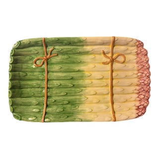 Vintage Majolica Asparagus Platter Olfaire Portugal For Sale