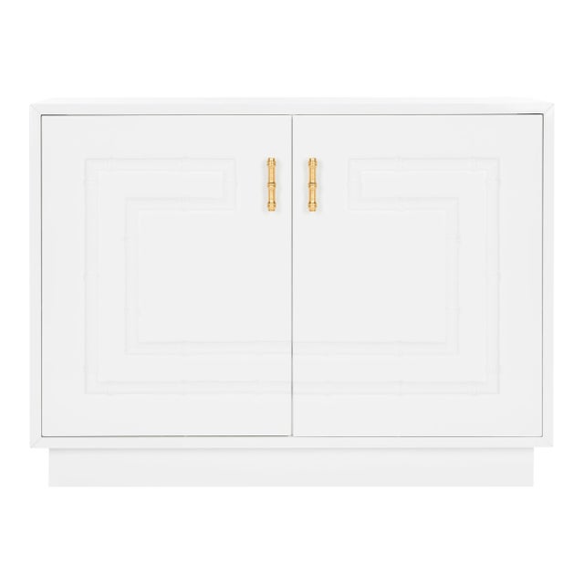 Lacquer Bamboo Cabinet in White Lacquer For Sale