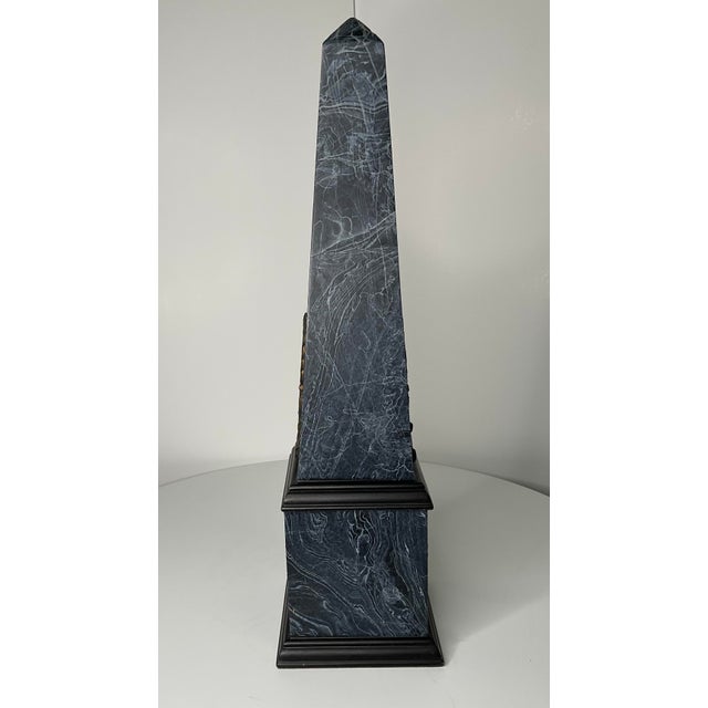 Art Deco Neoclassical Faux Marble Obelisk For Sale - Image 3 of 9