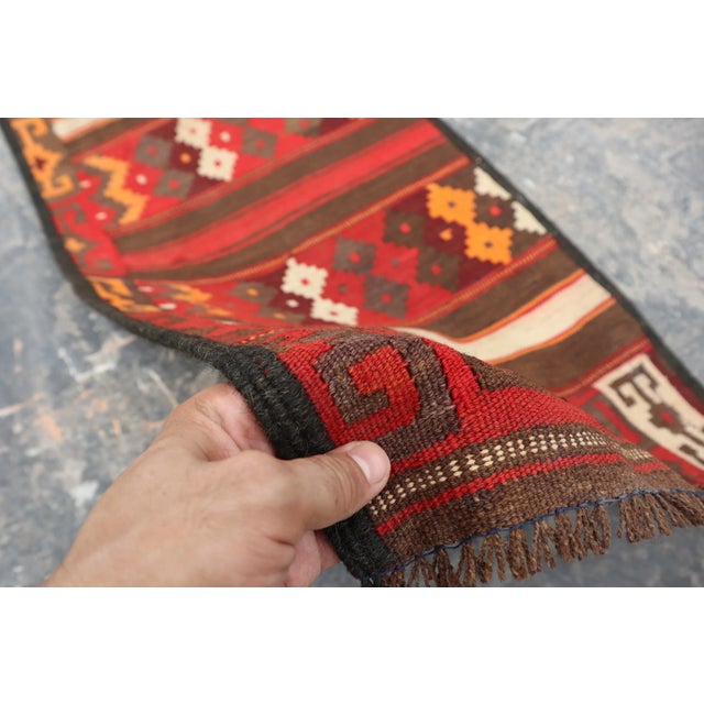 Vintage Afghan Flat Weave Runner Rug For Sale - Image 6 of 7