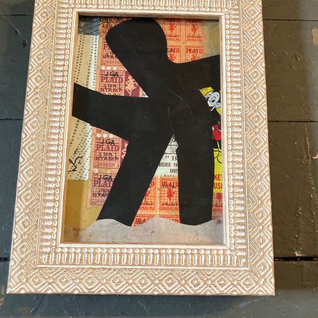 Original 4 x 6 collage done with vintage papers signed left side Overall size with tabletop frame is 6 x 8 Check out my...