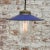 Vintage Blue Enamel, Brass and Clear Glass Pendant Light For Sale - Image 4 of 6