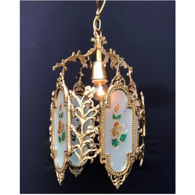 Brass Vintage Chandelier Solid Brass Floral Figures From 1969s For Sale - Image 8 of 9