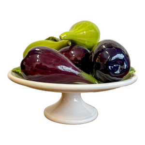 Vintage Italian Bertinazzo Trompe l'Oleil Ceramiche Fig Compote Centerpiece