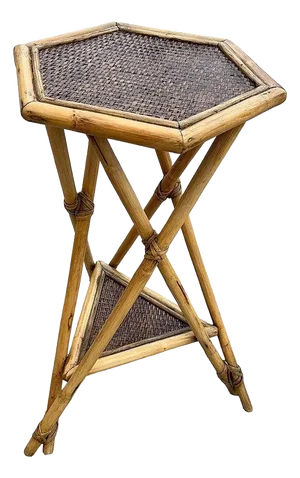 Early 1900s Restored Aesthetic Movement Tiger Bamboo Grassmatt Hexagon Plant Stand