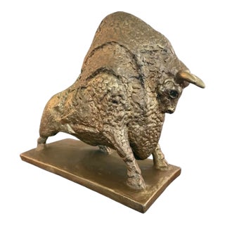 Austin Productions Bull Sculpture, 1968 — Brutalist Mid-Century Modern, Gold Finish For Sale
