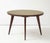 1960's mid-century modern sculptural round walnut dining table with original light gray glass insert, fully restored with...