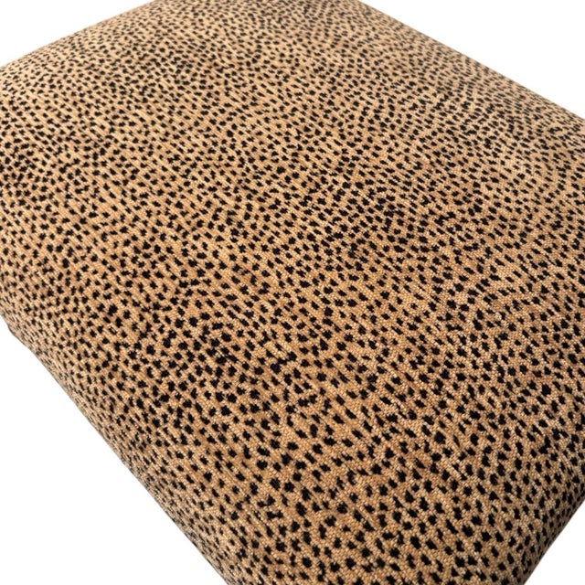 Late 20th Century Interior Crafts French Ebony Gold Gilded Leopard Chenille Footstool For Sale - Image 9 of 11