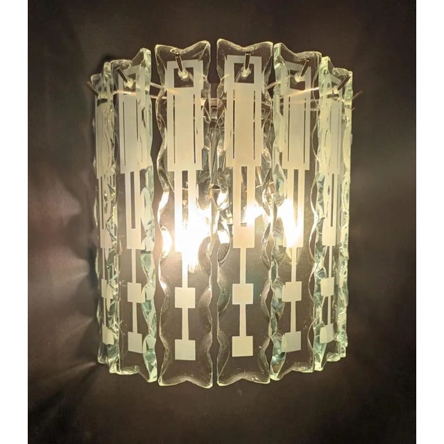 Transparent Mid 20th Century Beveled Sconces by Cristal Arte - a Pair For Sale - Image 8 of 11