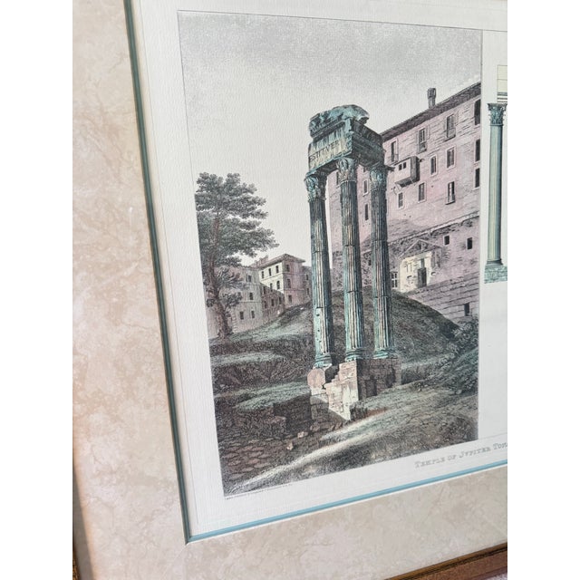 Late 20th Century Late 20th Century Large Framed Temple of Jupiter Tonans, Rome Architectural Engraving After R. Roffe, 32” X 27.5” For Sale - Image 5 of 8