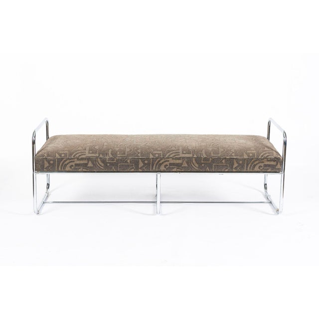 This antique Art Deco or Bauhaus bench or daybed designed by Wolfgang Hoffmann for Howell was made in Austria circa 1940....
