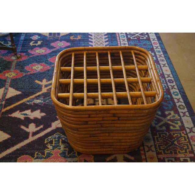 1950s 1950s Paul Frankl Style Stacked Rattan Foot Stool / Table Base For Sale - Image 5 of 11