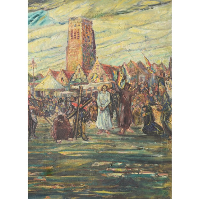 Hans Gerson, Penitential Procession in Veurne, 1908, Oil Painting on Canvas, Framed For Sale - Image 6 of 14