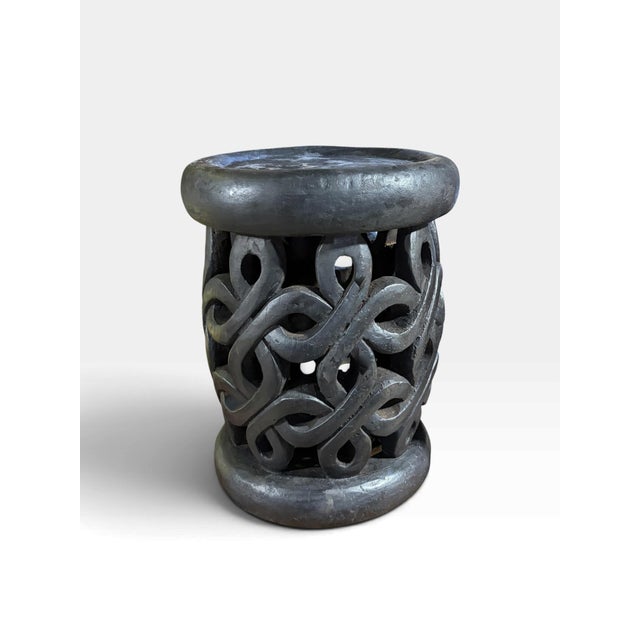 1980s Vintage Tribal Nobility Wood Bamileke Stool/Side Table Cameroon 17" H For Sale - Image 5 of 9