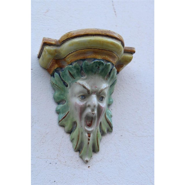 Majolica Shelves with Faces from Laboratorio Pesaro, 1940s, Set of 2 For Sale - Image 11 of 12