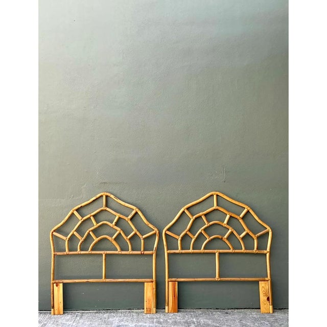 Vintage Rattan Web Twin Headboards - Pair For Sale - Image 4 of 12