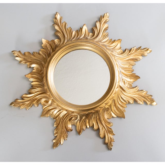 Gold Vintage Italian Gilt Sunburst Mirror For Sale - Image 8 of 8
