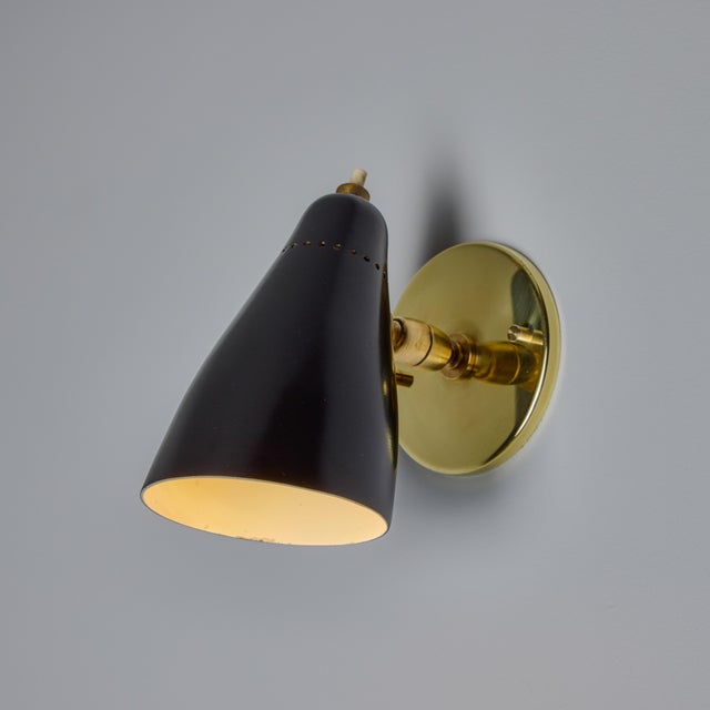 1950s Giuseppe Ostuni Model #101 Black Articulating Sconces for O-Luce, Unmarked - A Pair For Sale - Image 11 of 12