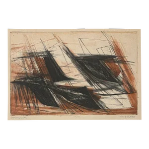 Terry Haass 'corsican Shore' Abstract Expressionist Aquatint Etching- Atelier 17