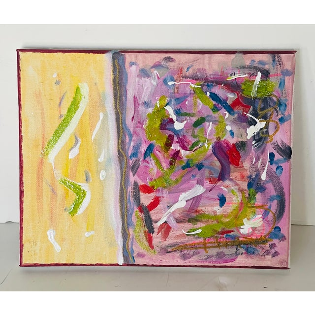 Small mixed media on stretched canvas Abstract painting by Elia.