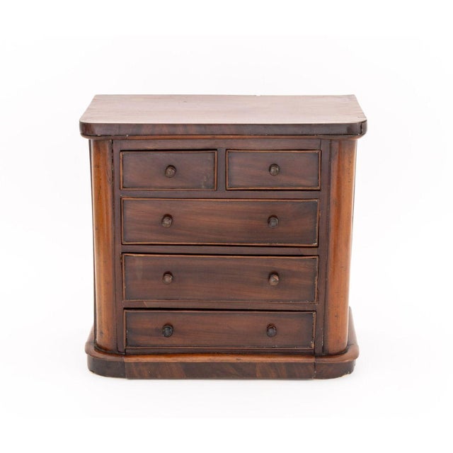 Victorian Mahogany Miniature Chest of Drawers, with two short drawers above three long drawers. 14.25" H x 18" W x 8.25"...