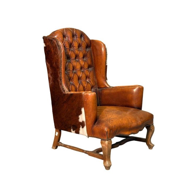 Contemporary Vintage Leather and Ponyskin Armchair For Sale - Image 3 of 4
