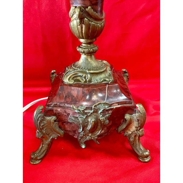 Antique 19th Century Candelabra Lamps, Brass on Heavy Marble - a Pair For Sale - Image 12 of 12