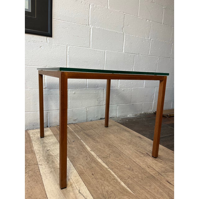Milo Baughman Mid Century Faux Bois Textured Metal and Glass Side Table, 1980s For Sale - Image 4 of 9