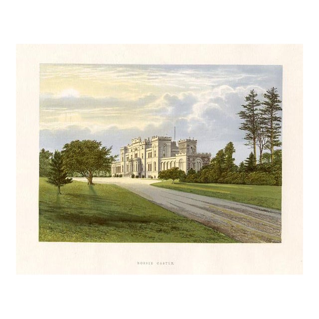 Late 1800s, Rossie Castle in Scotland, Original Antique English Castle Print, Lithograph, England For Sale