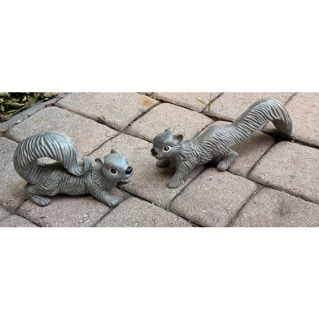 Dark Gray Vintage Ceramic Squirrels Life Size - A Pair For Sale - Image 8 of 10