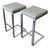Vintage Pair of Milo Baughman Style Barstools in Blue-Gray Alligator Vinyl For Sale