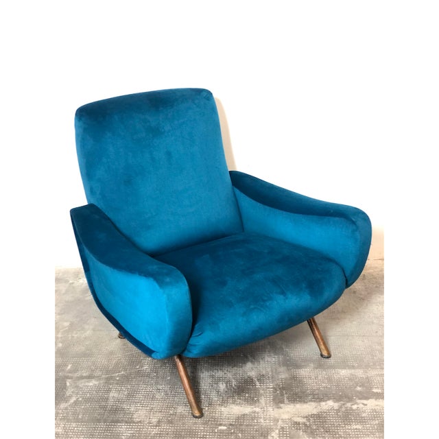 Mid-Century Modern Cobalt Blue Lady Armchair by Marco Zanuso for Arflex, Italy, 1955 For Sale - Image 3 of 14