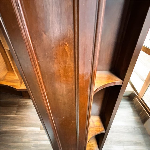 Oxblood Red Vintage Mahogany 4-Shelf Corner Bookcase For Sale - Image 8 of 11