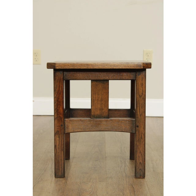 Wood Late 20th Century Mission Style Oak Taboret Side Tables - A Pair For Sale - Image 7 of 13