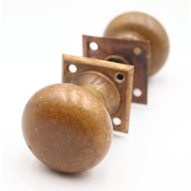Mid 20th Century Vintage 2.125 In. Brass Passage Door Knob Set For Sale - Image 5 of 6