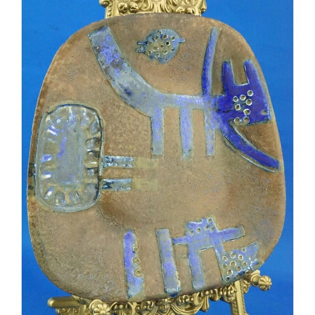 Primitivist Stoneware Plate with Abstract Figures by Cesare Ronchi, Italy, 1960s For Sale - Image 3 of 18