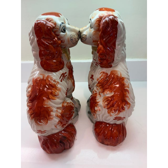 Vintage Staffordshire Spaniel Dog Figurines Pair Hand Painted Ceramic - A Pair For Sale - Image 12 of 12