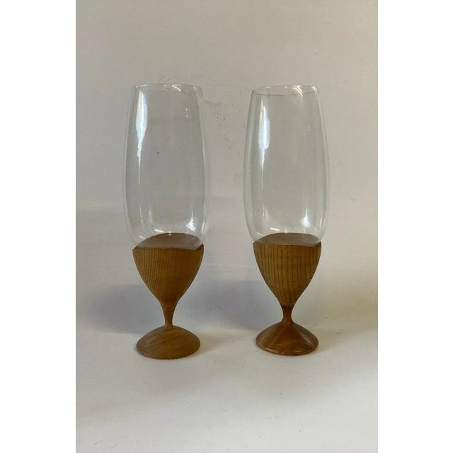 Wood Pair of Danish Mid Century Hurricane Candle Holders For Sale - Image 7 of 9